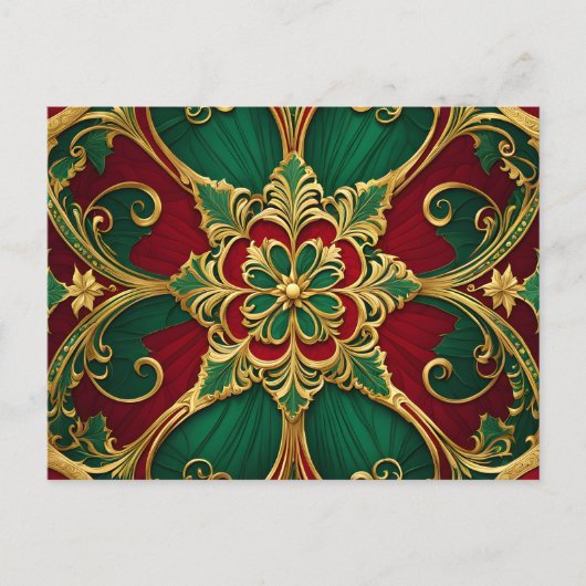 Postale Carte de vœux de Noël verte rouge (Devant)