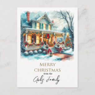 Postale Carte de vœux de Noël vintage pour la maison