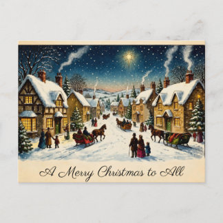 Postale Carte de vœux de Noël vintage village victorien