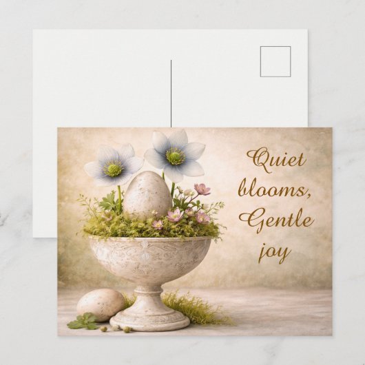 Postale Carte de vœux de Pâques minimale florale de printe (Devant / Derrière)