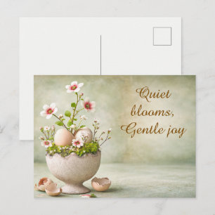 Postale Carte de vœux de Pâques minimale florale de printe