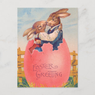 Postale Carte de vœux de Pâques victorienne vintage Deux l