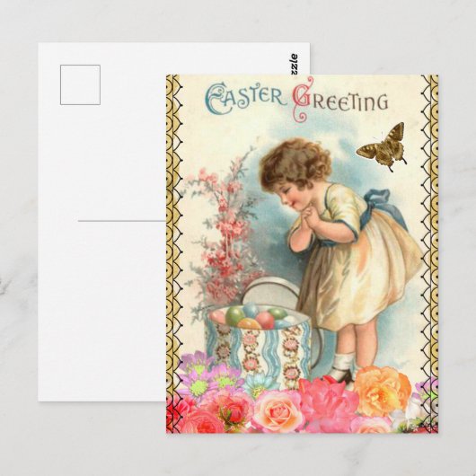 Postale Carte de vœux de Pâques vintage (Devant / Derrière)