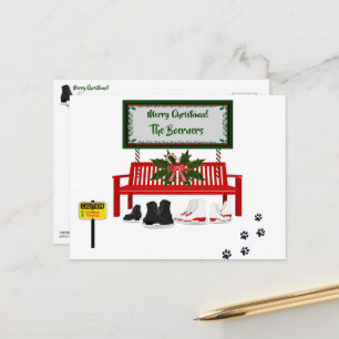 Postale Carte de vœux de patinage à glace de Noël joyeux