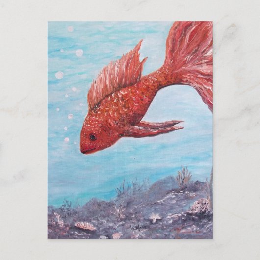Postale Carte de voeux de poisson conviviale (Devant)