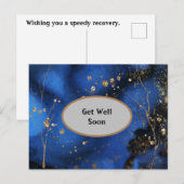 Postale Carte de vœux de rétablissement Marbrée Bleue et O (Devant / Derrière)