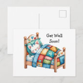 Postale Carte de vœux de rétablissement pour un chat migno (Devant / Derrière)