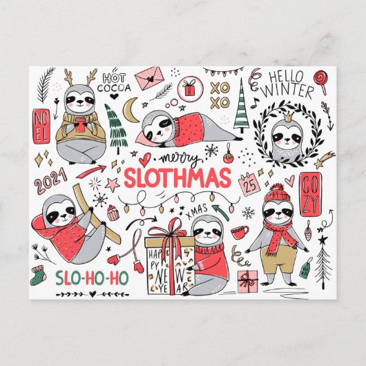 Postale Carte de vœux de Slothmas joyeux (Devant)