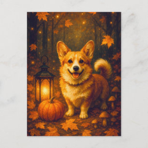 Postale Carte de vœux de Thanksgiving avec corgi mignon et
