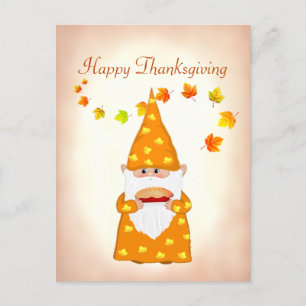 Postale Carte de vœux de Thanksgiving avec un gnome mignon