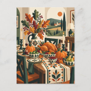 Postale Carte de vœux de Thanksgiving d'art folklorique mo