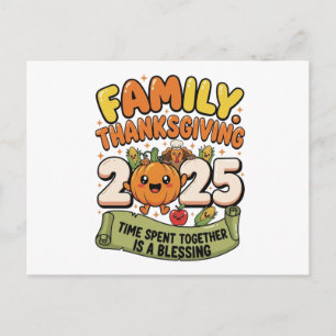 Postale Carte de vœux de Thanksgiving en famille 2025 – De