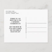 Postale Carte de vœux de Thanksgiving personnalisée avec a (Dos)