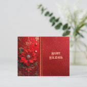 Postale Carte de vœux de vacances Fleur Rouge (Debout devant)