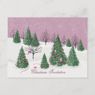 Postale Carte de vœux de vacances Forêt Enchantée Rose Ros