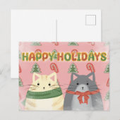 Postale Carte de vœux de vacances pour chats (Devant / Derrière)
