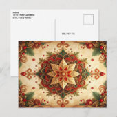 Postale Carte de vœux décorative de vacances Rouge Vert (Devant / Derrière)