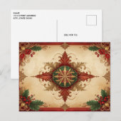 Postale Carte de vœux décorative rouge pour les fêtes (Devant / Derrière)