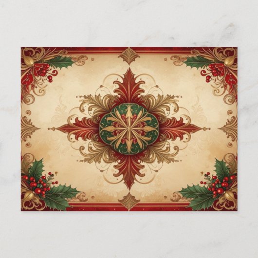 Postale Carte de vœux décorative rouge pour les fêtes (Devant)