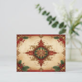 Postale Carte de vœux décorative rouge pour les fêtes (Debout devant)