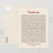 Postale Carte de vœux Desiderata | Mini art Desiderata (Devant / Derrière)