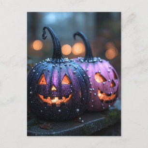 Postale Carte de vœux d'Halloween citrouille effrayante