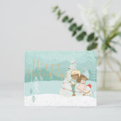 Postale Carte de voeux d'hiver pour enfants noirs illustré (Debout devant)