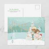 Postale Carte de voeux d'hiver pour enfants noirs illustré (Devant / Derrière)