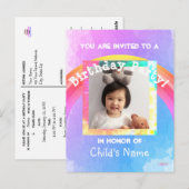 Postale Carte de vœux d'invitation pour l'anniversaire d'u (Devant / Derrière)