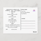 Postale Carte de vœux d'invitation pour l'anniversaire d'u (Dos)