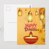 Postale Carte de voeux Diwali - Festival des Voeux (Devant / Derrière)