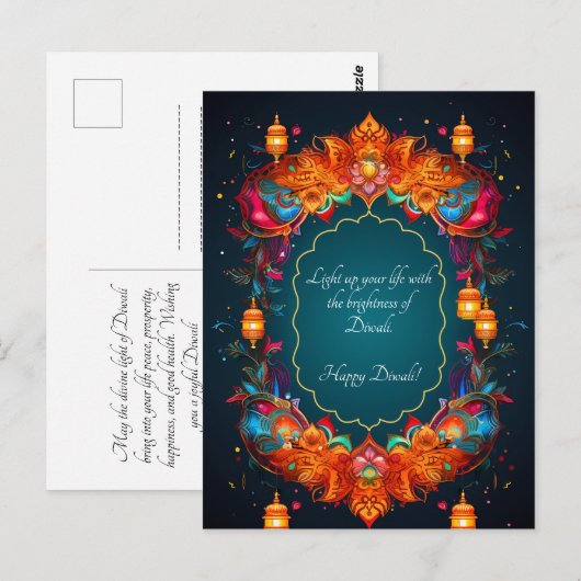 Postale Carte de vœux Diwali magnifique  (Devant / Derrière)