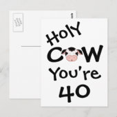 Postale Carte de vœux drôle de sainte vache vous avez 40 a (Devant / Derrière)