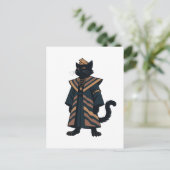 Postale Carte de vœux du chat noir Pharaoh (Debout devant)