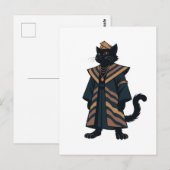 Postale Carte de vœux du chat noir Pharaoh (Devant / Derrière)