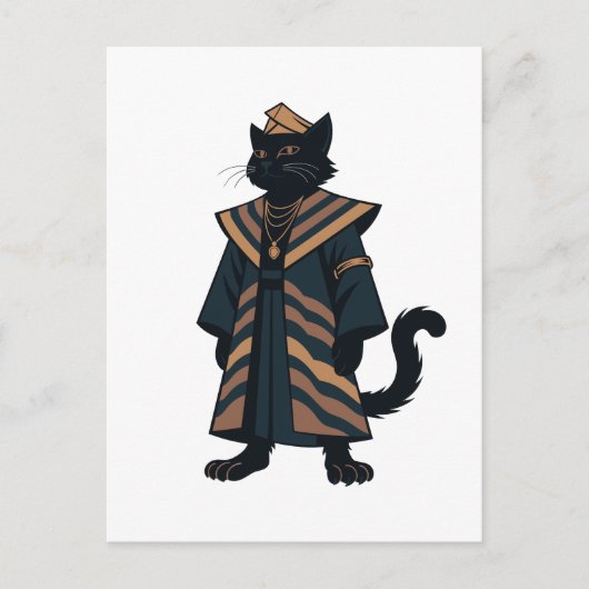 Postale Carte de vœux du chat noir Pharaoh (Devant)