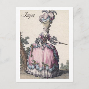 Postale Carte de vœux élégante mode Marie Antoinette