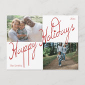 Postale Carte de vœux Fancy Script Joyeuses Fêtes 2 Photo  (Devant)