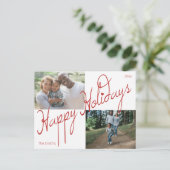 Postale Carte de vœux Fancy Script Joyeuses Fêtes 2 Photo  (Debout devant)