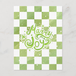 Postale Carte de vœux festive à carreaux verts « Merry and