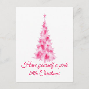 Postale Carte de vœux festive avec un sapin de Noël rose
