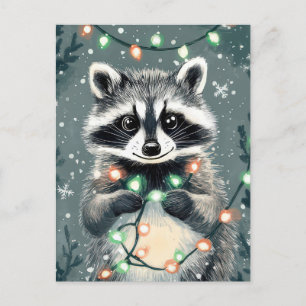 Postale Carte de voeux Festive Christmas Racoon