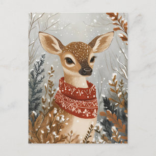 Postale Carte de vœux festive de Noël avec cerf mignon
