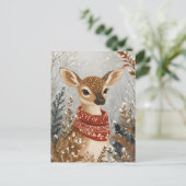 Postale Carte de vœux festive de Noël avec cerf mignon (Debout devant)
