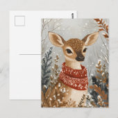 Postale Carte de vœux festive de Noël avec cerf mignon (Devant / Derrière)