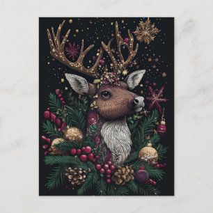 Postale Carte de vœux festive de Noël avec des rennes