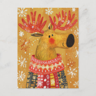 Postale Carte de vœux festive de Noël avec renne