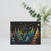 Postale Carte de voeux Festive et abstraite Arbre de Noël (Debout devant)