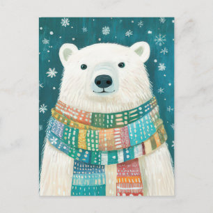 Postale Carte de voeux Festive Ours Polaire de Noël