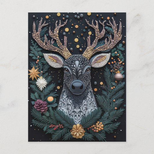 Postale Carte de voeux Festive Reindeer de Noël (Devant)
